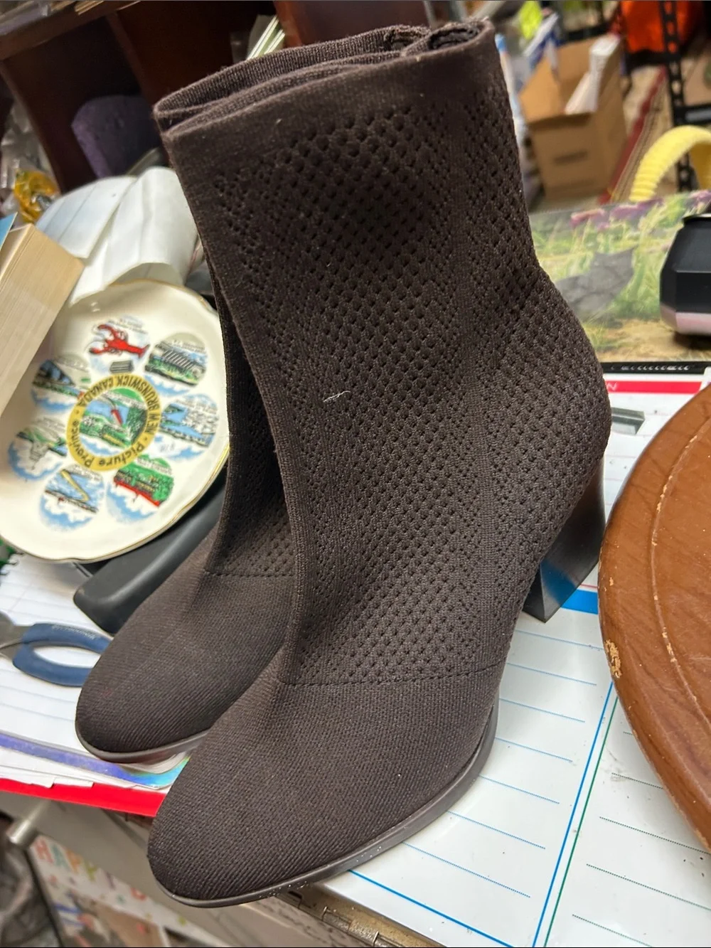 Born Men's Stretch Knit Slip-On Boots — Brown